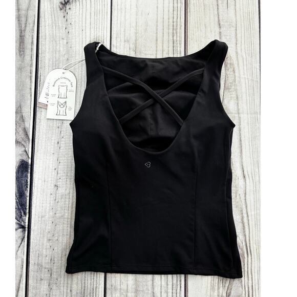 Blogilates BoatNeck Sz S Crisscross Workout Tank Top Shelf Bra Gym - Picture 3 of 9